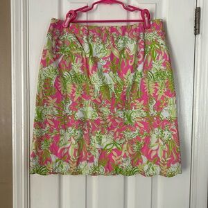 Lily Pulitzer Jungle Road Pink and Green Midi Skirt Size 12